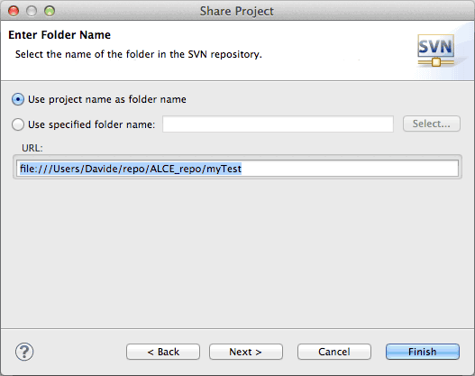 Share Project - select name