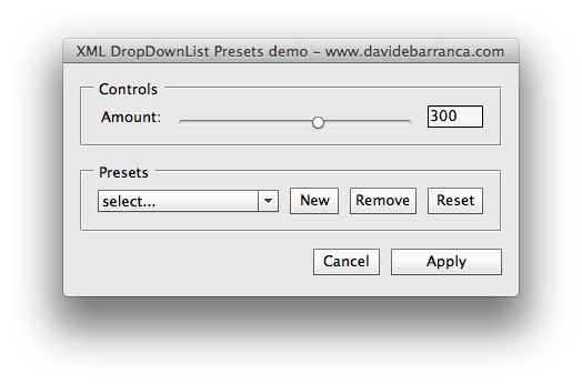 XML DropDownList Preset demo