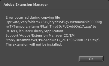 Adobe Extension Manager CC Error