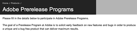 Adobe Prerelease Programs