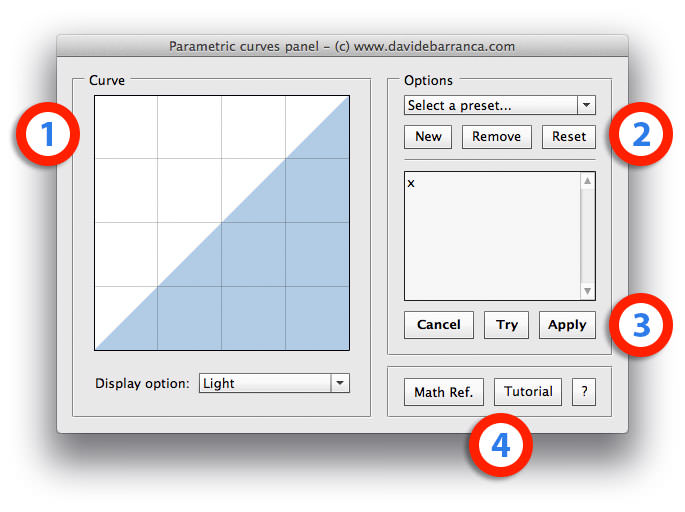 Parametric Curves interface