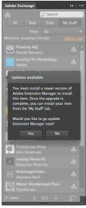 Adobe Exchange Warning