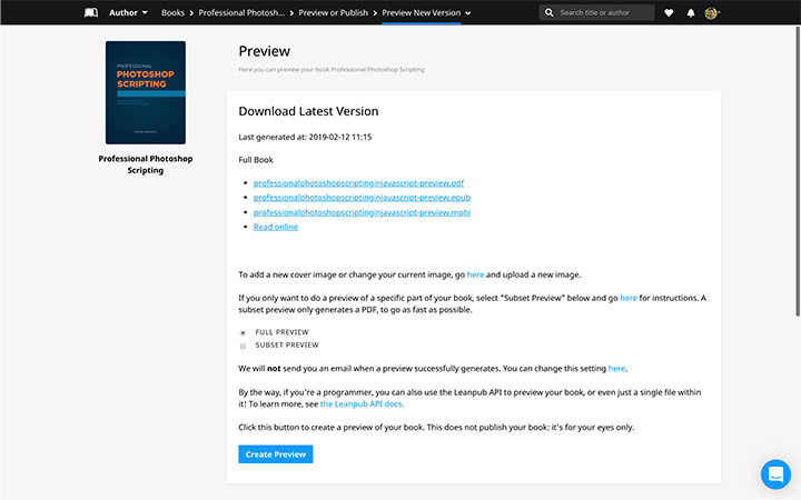 Leanpub remote PDF generation